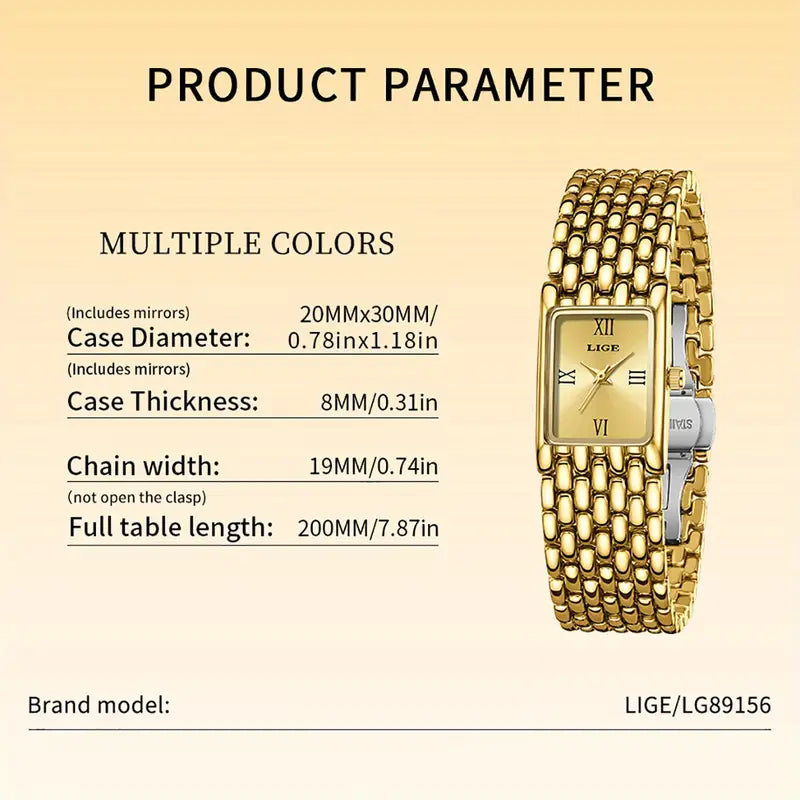 LIGE Smart Bracelet Stainless Steel Strap High-end Business Elegant/casual Matching Women's Watch Sports Watch