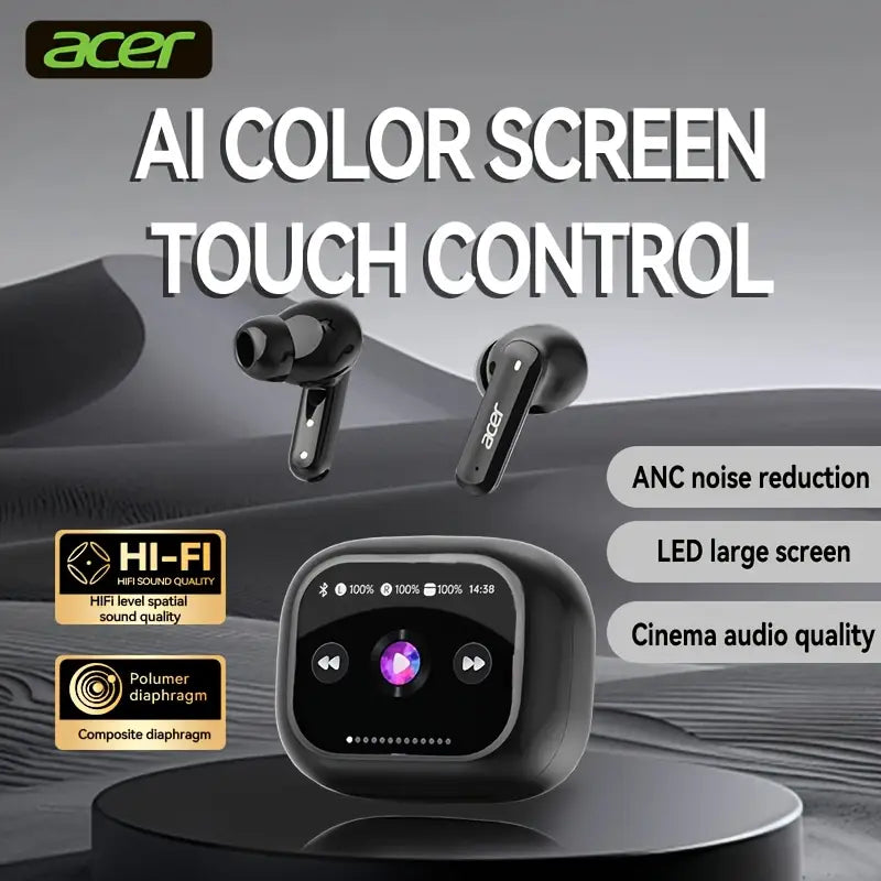 True Wireless Earbuds with LCD Touch Screen, Long Battery Life, High-Quality Sound, Comfortable Deep Bass, USB Type-C Charging, Ideal for Gaming & Calls, New Wireless 5, 4 Faster and Stable Headphones, Compact Design, Earbuds Wireless