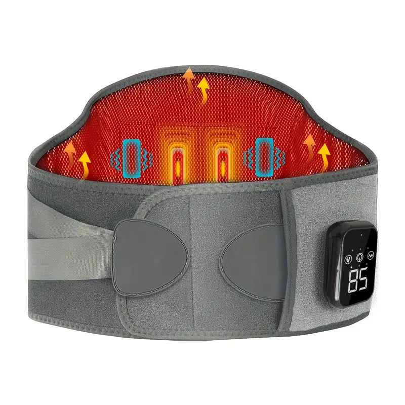 Cordless Heated Waist Massager Belt with Lumbar Support, 3 Heat & Vibration Modes, Adjustable & Wearable Under Clothes, USB Rechargeable