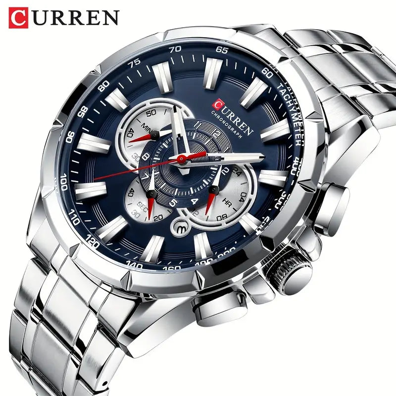 CURREN Sports Fashion Watch With Timing Function And Large Dial Quartz Wristwatch