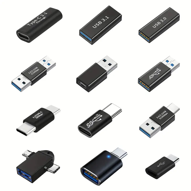 12pcs USB-C to USB 3.0 Adapters - High-Speed Data Transfer & Charging, OTG MiniUSB Power Mode, Compatible with Android & iOS Devices, No Battery Needed, Data Transfer Accessories | Modern USB Design | Compact Size