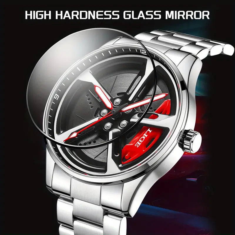 LIGE brand's new 2025 three pin quartz watch for men, sports luminous watch, fashionable multifunctional stainless steel strap watch