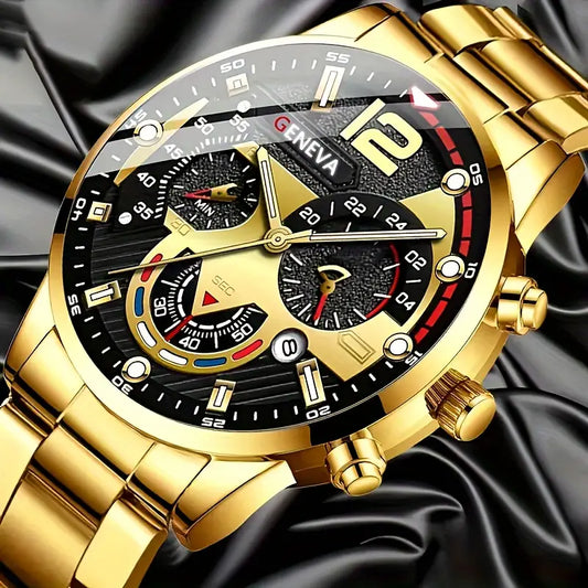 Men's Fashion Retro Golden Quartz Watch, Valentine's , Gift for Friends
