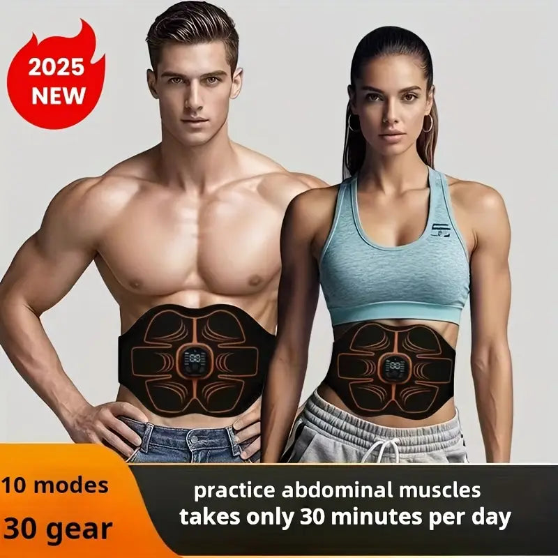 Abdominal Muscle Training Belt with Waist Massager - USB Rechargeable, Adjustable Fit for Core Workouts & Stability Training, Black, Workout Accessories, Sleek Design