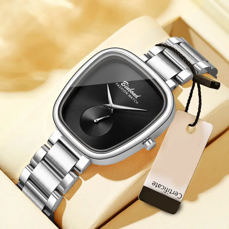 BINBOND Women'S Casual Luxury Quartz Watch - Black Dial, Stainless Steel Band, Shock-Resistant, Minimalist Design with Date Display, Perfect for Casual Attire, Everyday Timepiece, Sleek Timepiece