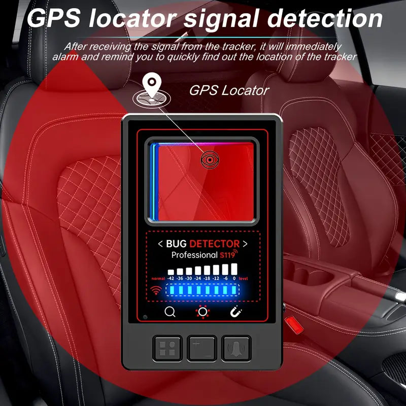 Privacy Protection Detector, Hidden Camera Finder, Anti-Theft GPS Tracker, Remote Magnetic and Infrared Sensor, Adjustable Sensitivity with Vibration Alerts, USB Rechargeable Lithium Polymer Battery