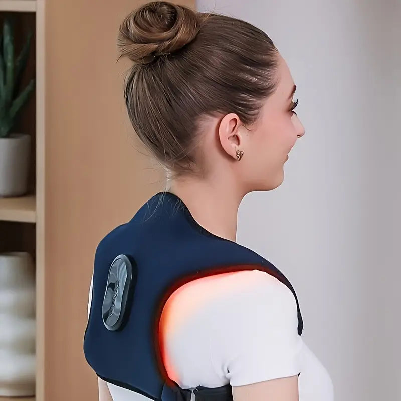 Back Massager, Hot Compress Vibrating Massager LCD Display, 4 Modes, Massage Timing Design, 3-Speed Adjustable Vibration Massage Intensity, 3-Speed Adjustable Hot Compress, Unisex And Multi-Functional Back Massager with Remote Control